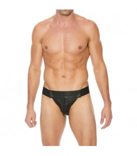 TANGA LISO CON CREMALLERA JOCK - NEGRO/NEGRO