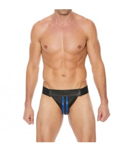 TANGA LISO CON CREMALLERA JOCK NEGRO AZUL