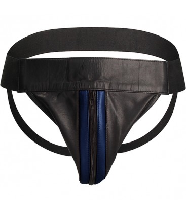 TANGA LISO CON CREMALLERA JOCK NEGRO AZUL