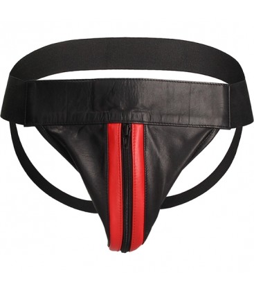 TANGA LISO CON CREMALLERA JOCK NEGRO ROJO