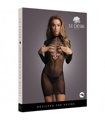 LE DESIR VESTIDO DE REJILLA CON ESCOTE NEGRO