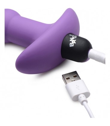 PLUG ANAL DE SILICONA CON BOLAS Y VIBRACIoN MORADO