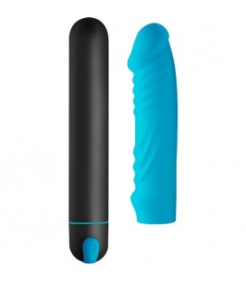 BALA XL CON FUNDA DE SILICONA FORMA PENE AZUL