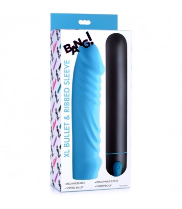 BALA XL CON FUNDA DE SILICONA FORMA PENE AZUL