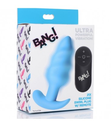 PLUG DE SILICONA SWIRL CON 21X VIBRACIONES AZUL
