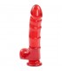 JELLY JEWELS PENE CON TESTICULOS Y BASE DE SUCCIoN ROJO RUBi