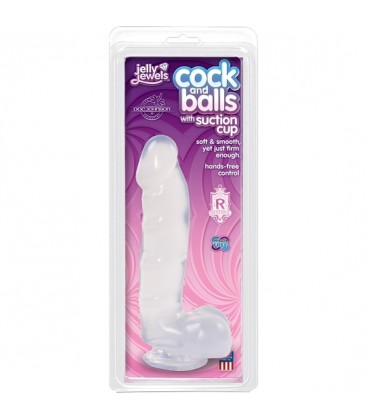 JELLY JEWELS PENE CON TESTICULOS Y BASE SUCCIONADORA DIAMANTE