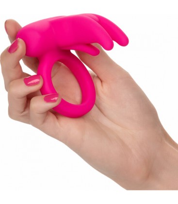 ANILLO VIBRADOR TRIPLE CLIT FLICKER RECHARGE FUCSIA