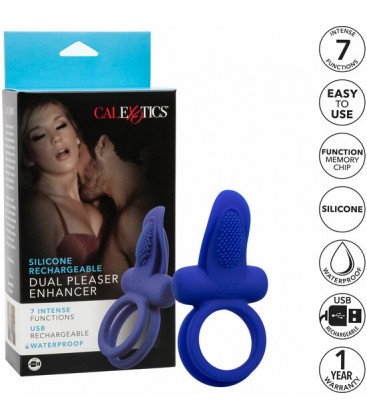 ANILLO VIBRADOR DUAL RECARGABLE PLEASER ENHANCER MORADO