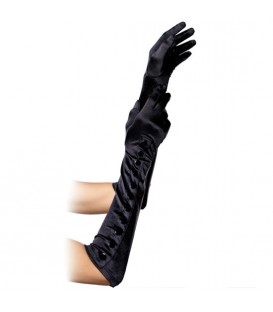 LEG AVENUE GUANTES EXTRA LARGOS NEGROS CON BOTONES