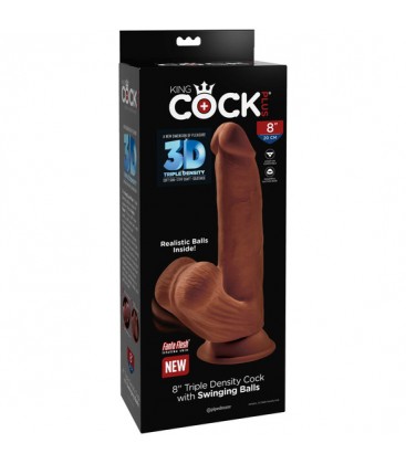 3D COCK SWINGING BALLS 8 INCH BROWN