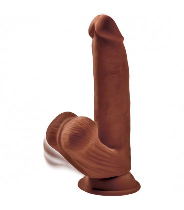 3D COCK SWINGING BALLS 8 INCH BROWN