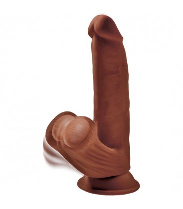 3D COCK SWINGING BALLS 8 INCH BROWN