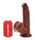 3D COCK SWINGING BALLS 8 INCH BROWN