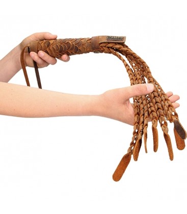 BRAIDED 15 TAILS WITH 6 HANDLE ITALIAN LEATHER 53X4CM