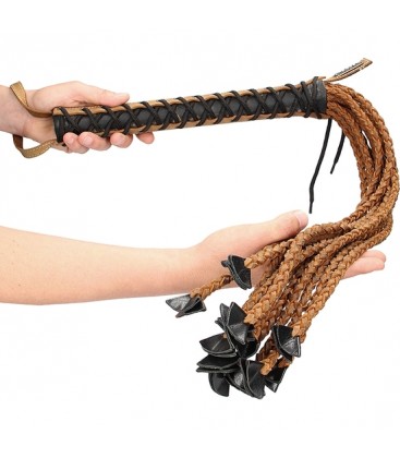 BRAIDED 22 TAILS WITH 12 HANDLE ITALIAN LEATHER 86X4CM