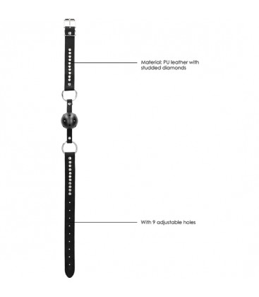 MORDAZA DE BOLA TRANSPIRABLE CON CORREAS DE DIAMANTES NEGRO