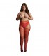 LE DeSIR SUSPENDER RHINESTONE PANTYHOSE MEDIAS DE LIGUERO ROJO OSX