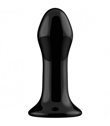 PLUGGY GLASS VIBRATOR WITH SUCTION CUP AND REMOTE RECARGABLE 10 VELOCIDADES NEGRO