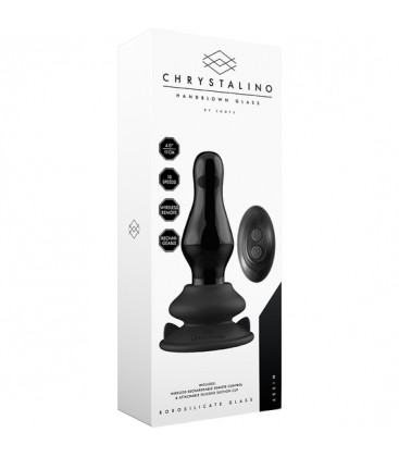 MISSY GLASS VIBRATOR WITH SUCTION CUP AND REMOTE RECARGABLE 10 VELOCIDADES NEGRO