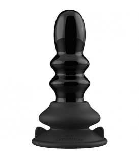 RIBBLY GLASS VIBRATOR WITH SUCTION CUP AND REMOTE RECHARGEABLE 10 VELOCIDADES NEGRO