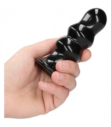 RIBBLY GLASS VIBRATOR WITH SUCTION CUP AND REMOTE RECHARGEABLE 10 VELOCIDADES NEGRO