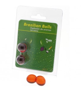 2 BRAZILIAN BALLS EXPLOSION DE AROMAS GEL INTIMO DE AROMA FRESA Y CHAMPaN GEL INTIMO