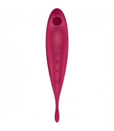 SATISFYER TWIRLING PRO SUCCIONADOR Y VARITA VIBRADORA CON APP CONNECT ROSADO