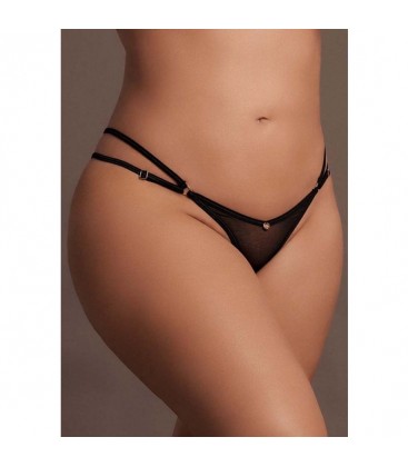 LE DeSRI ELLA TANGA ELaSTICO CON TRANSPARENCIAS NEGRO