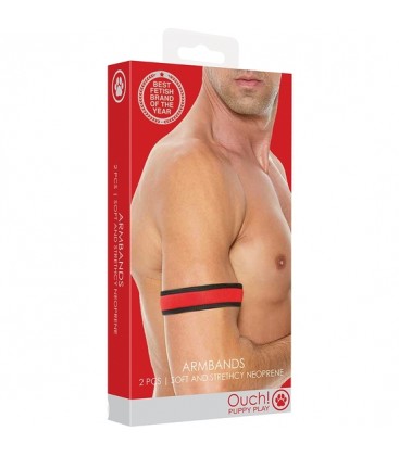 OUCH PUPPY PLAY NEOPRENE ARMBANDS ROJO