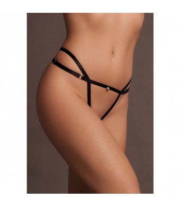 LE DeSIR SOPHIA BRIEF WITH OPEN CROTCH AND BUTTOCK ADJUSTABLE SLIDER AND GOLDEN DETAILS NEGRO