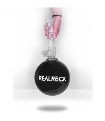 REALROCK DILDO REALiSTICO EFECTO GELATINA CON TESTiCULOS 10 AZUL