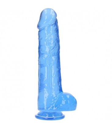 REALROCK DILDO REALiSTICO EFECTO GELATINA CON TESTiCULOS 10 AZUL