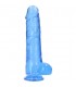 REALROCK DILDO REALiSTICO EFECTO GELATINA CON TESTiCULOS 10 AZUL