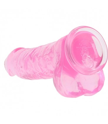 REALROCK DILDO REALISTA EFECTO GELATINA CON TESTiCULOS 10 ROSA