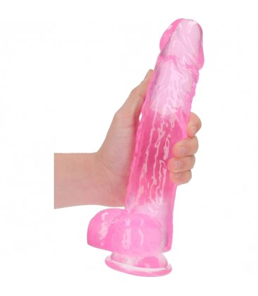 REALROCK DILDO REALISTA EFECTO GELATINA CON TESTiCULOS 10 ROSA