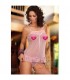 BABYDOLL SEXY ROSA DE MICROTUL CON CANESu DE ENCAJE ROSA