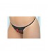 TANGA SEXY DELUXE DE MICROTUL NEGRO CON ENCAJE BORDADO EN ROJO CON HILOS DORADOS NEGRO