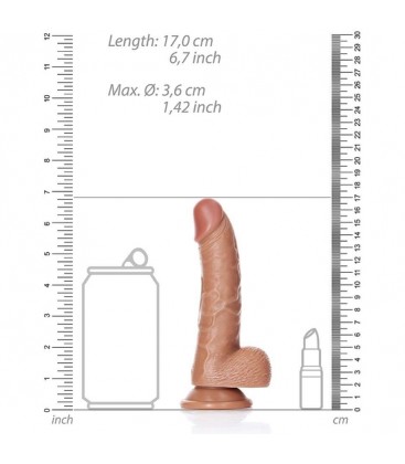 REALROCK PENE REALiSTICO CURVADO CON TESTiSCULOS Y VENTOSA 6 155 CM