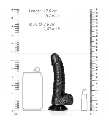 REALROCK PENE REALiSTICO CURVADO CON TESTiCULOS Y VENTOSA 6 155 CM