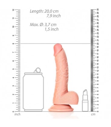 REALROCK PENE REALiSTICO CURVADO CON TESTiCULOS Y VENTOSA 7 18 CM