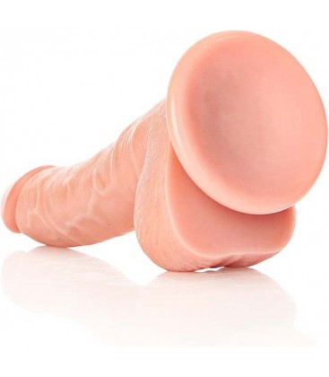 REALROCK PENE REALiSTICO CURVADO CON TESTiCULOS Y VENTOSA 7 18 CM