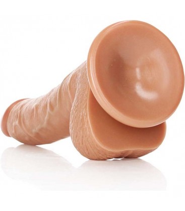 REALROCK PENE REALiSTICO CURVADO CON TESTiCULOS Y VENTOSA 7 18 CM