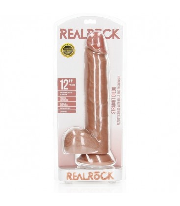 REALROCK PENE REALiSTICO CON TESTiCULOS Y VENTOSA 12 305 CM