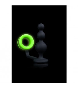 OUCH ANILLO PARA EL PENE CON PLUG ANAL GLOW IN THE DARK