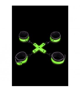 OUCH ESPOSAS PARA MUNECAS Y TOBILLOS CON CUERDA GLOW IN THE DARK