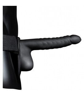 OUCH-CORREA HUECA CON TESTÍCULOS - 8 / 21 CM-NEGRO