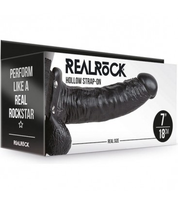 REALROCK CORREA HUECA CON TESTiCULOS 7 18 CM NEGRO