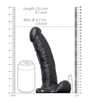 REALROCK CORREA HUECA CON TESTiCULOS 7 18 CM NEGRO