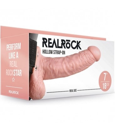 REALROCK CORREA HUECA CON TESTiCULOS 7 18 CM PIEL